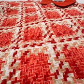 美品◆Paradiso パラディーゾ ロゴ刺繍 総柄 鹿の子 コットン 半袖 ポロシャツ サイズ M /ゴルフ/スポーツ/メンズ/オレンジ系/日本製