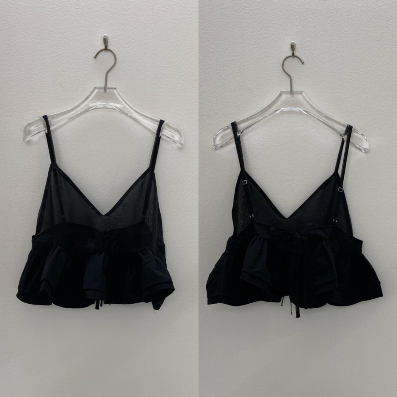 異素材ペプラムキャミビスチェ/ブラック