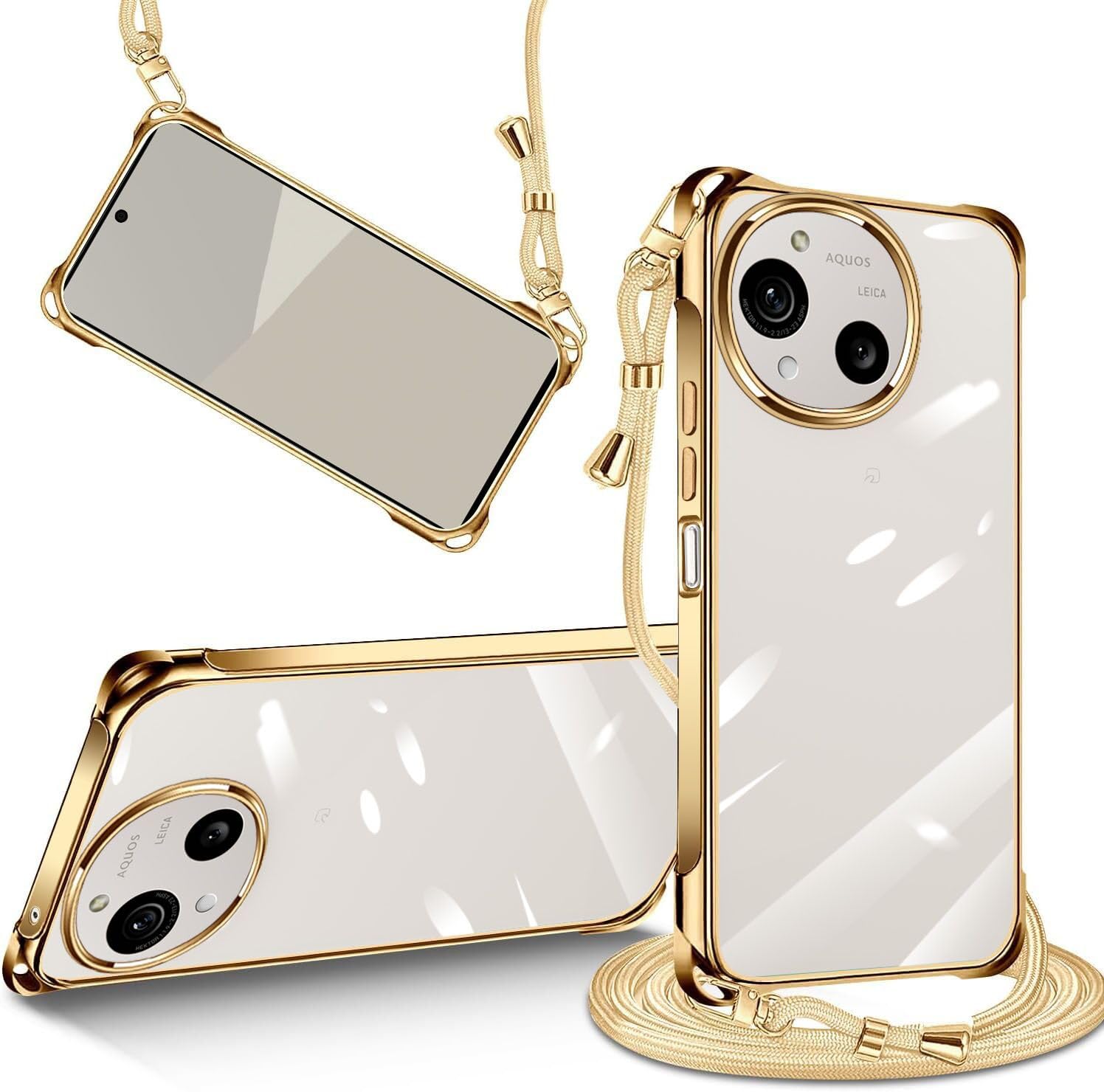 tuulaasii For AQUOS R10/R9 用 ケース クリア ショルダー SH-51F/SH-51E 肩掛け 縄掛け TPU