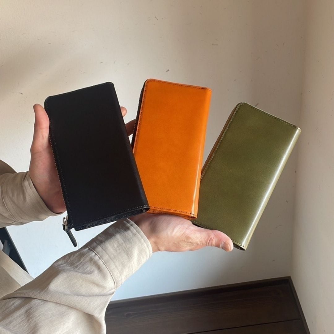 栃木レザー】本革L字ファスナー長財布〈Leather L-shaped Long Wallet