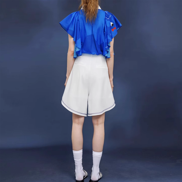 バードプリントフリルブラウス　10885