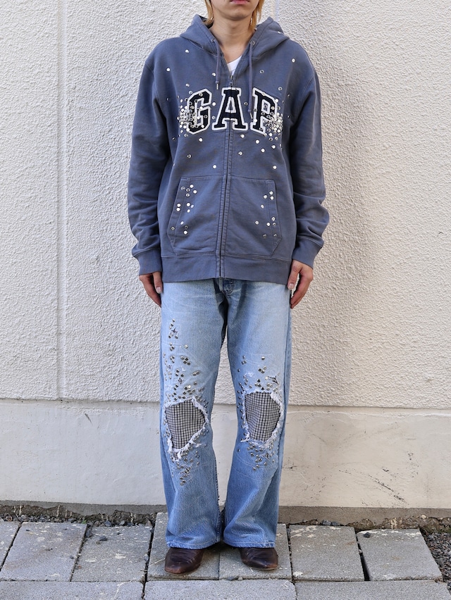 【Hannah Creak/26aw】Studded Hoodie gap body blue