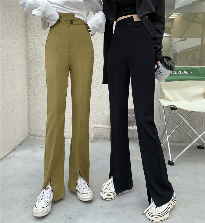 スプリングスタイルパンツ スリムカジュアルハイウェストウェストロング レッド 春物 ドラファッションホール16609568367