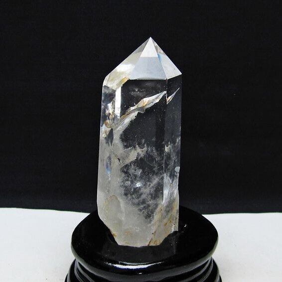 水晶 六角柱 水晶 ポイント 原石 置物 台座付属 一点物 152-4613