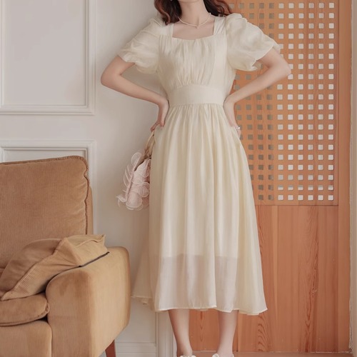 ランタンスリーブシフォンワンピース ・66792