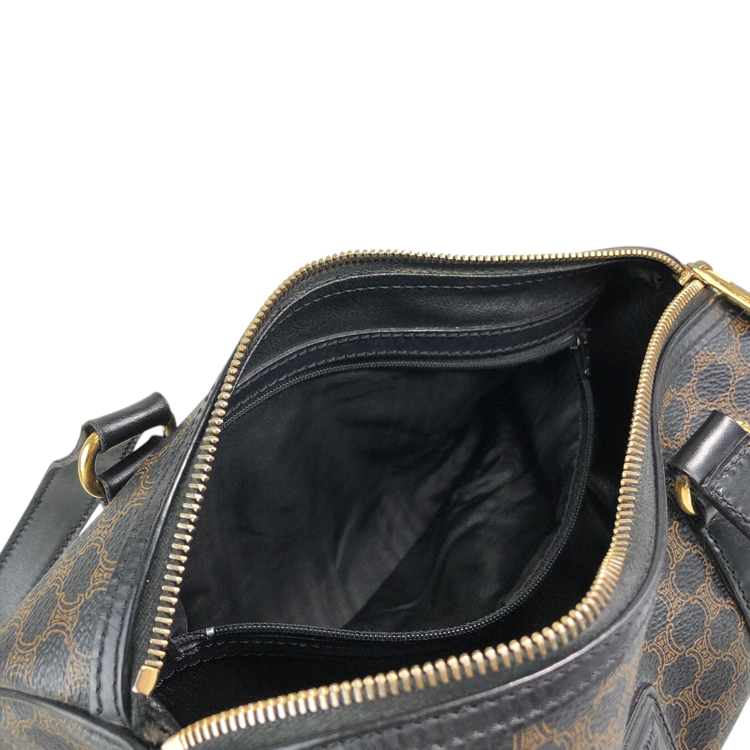 CELINE セリーヌ マカダム柄 ハンドバッグ ブラック ブラゾン型押し