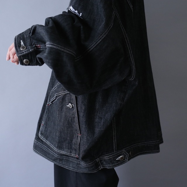"FUBU" XXXXXX super over silhouette black denim jacket