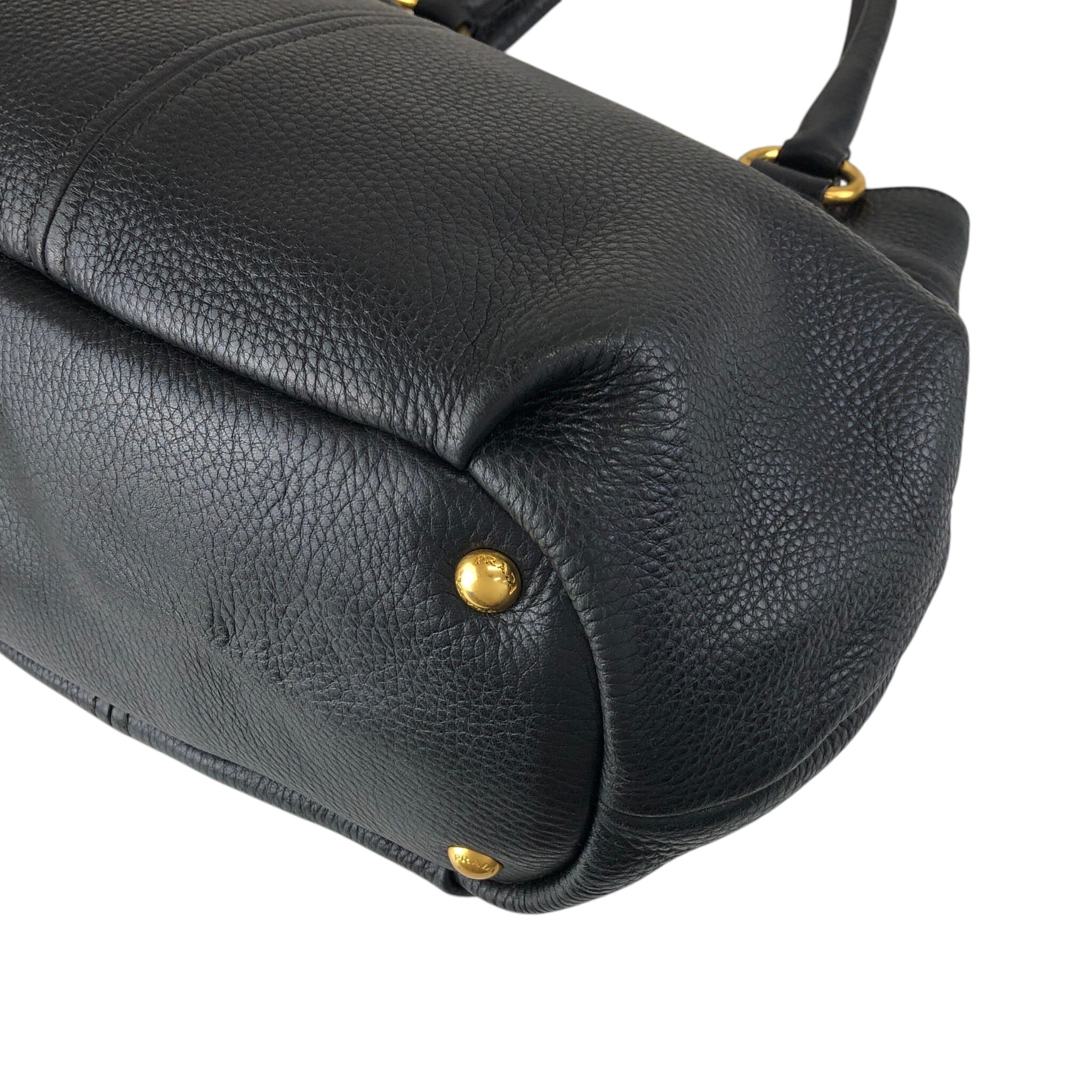 PRADA プラダ ショルダーバッグ ブラック ロゴ レザー vintage