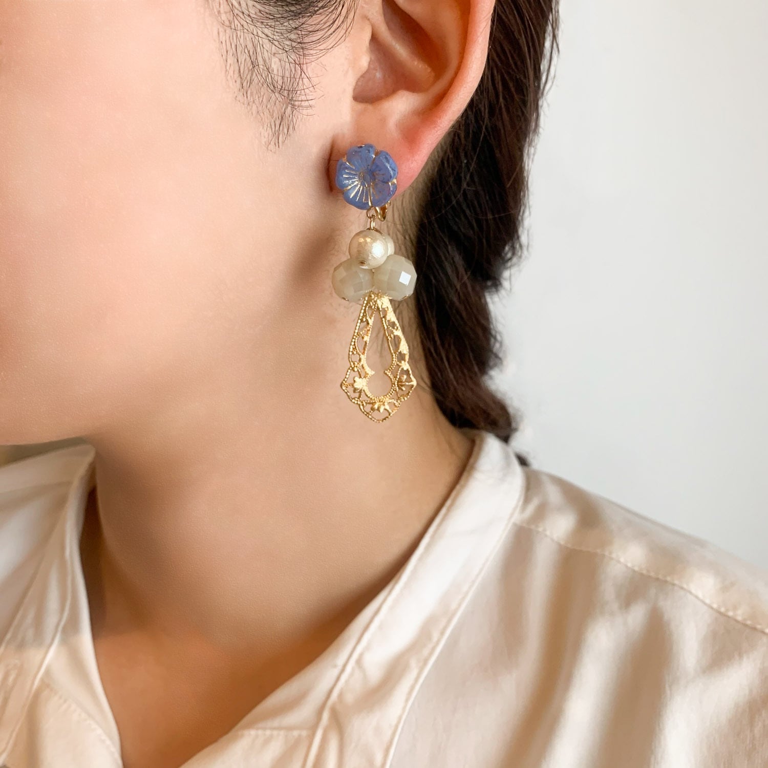 494】アゲハ蝶のピアス／イヤリング／透かしビーズ