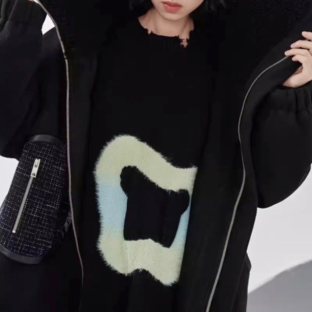 Boa collar asymmetrical coat C1620
