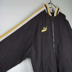 90s　プーマ　ナイロン　ブルゾン　MA-1　総メッシュ　襟ライン　ブラック　M