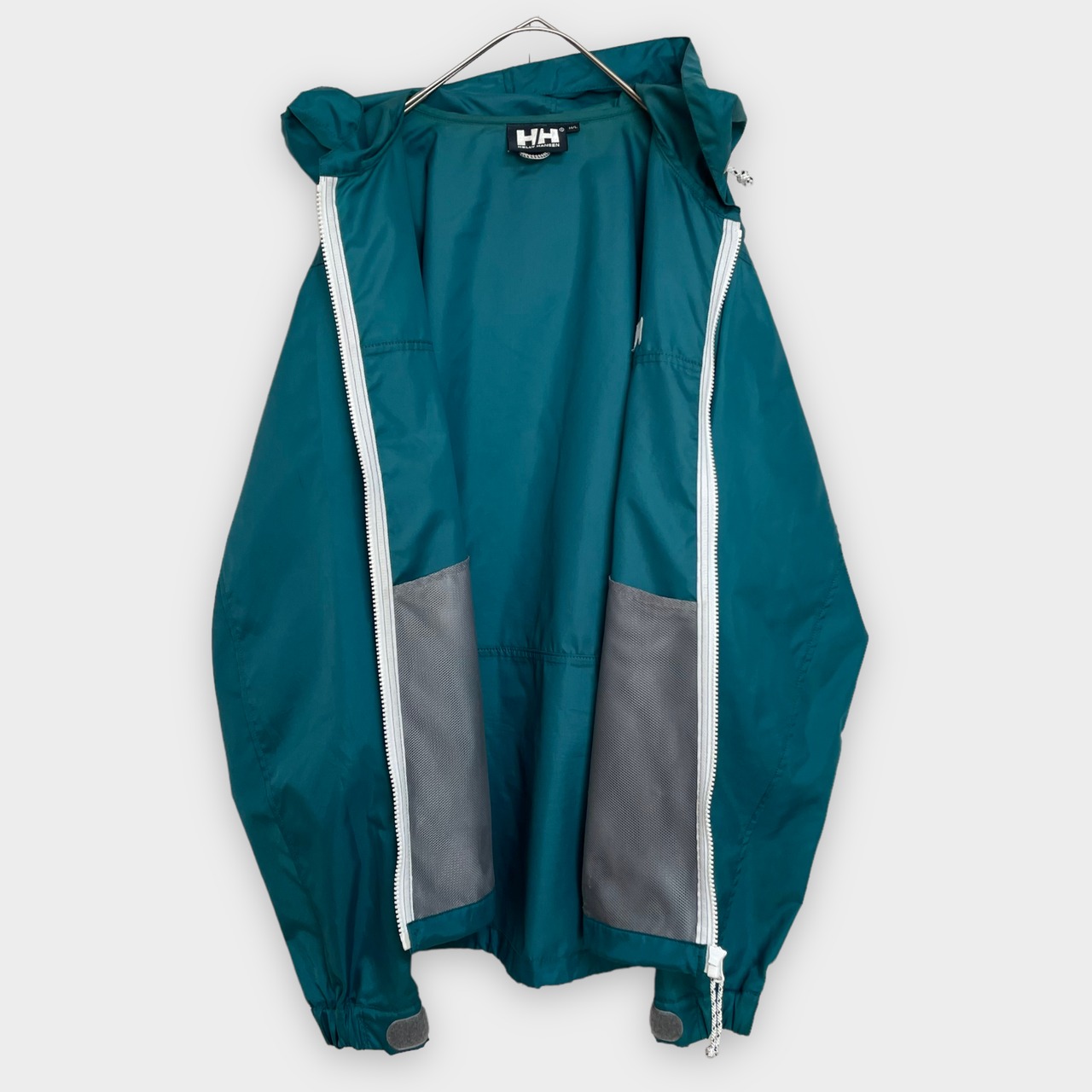 【HELLY HANSEN】ナイロンジャケット パーカー フーディー HH 刺繍ロゴ ワンポイントロゴ NORD JACKET ジップアップ L ヘリーハンセン US古着