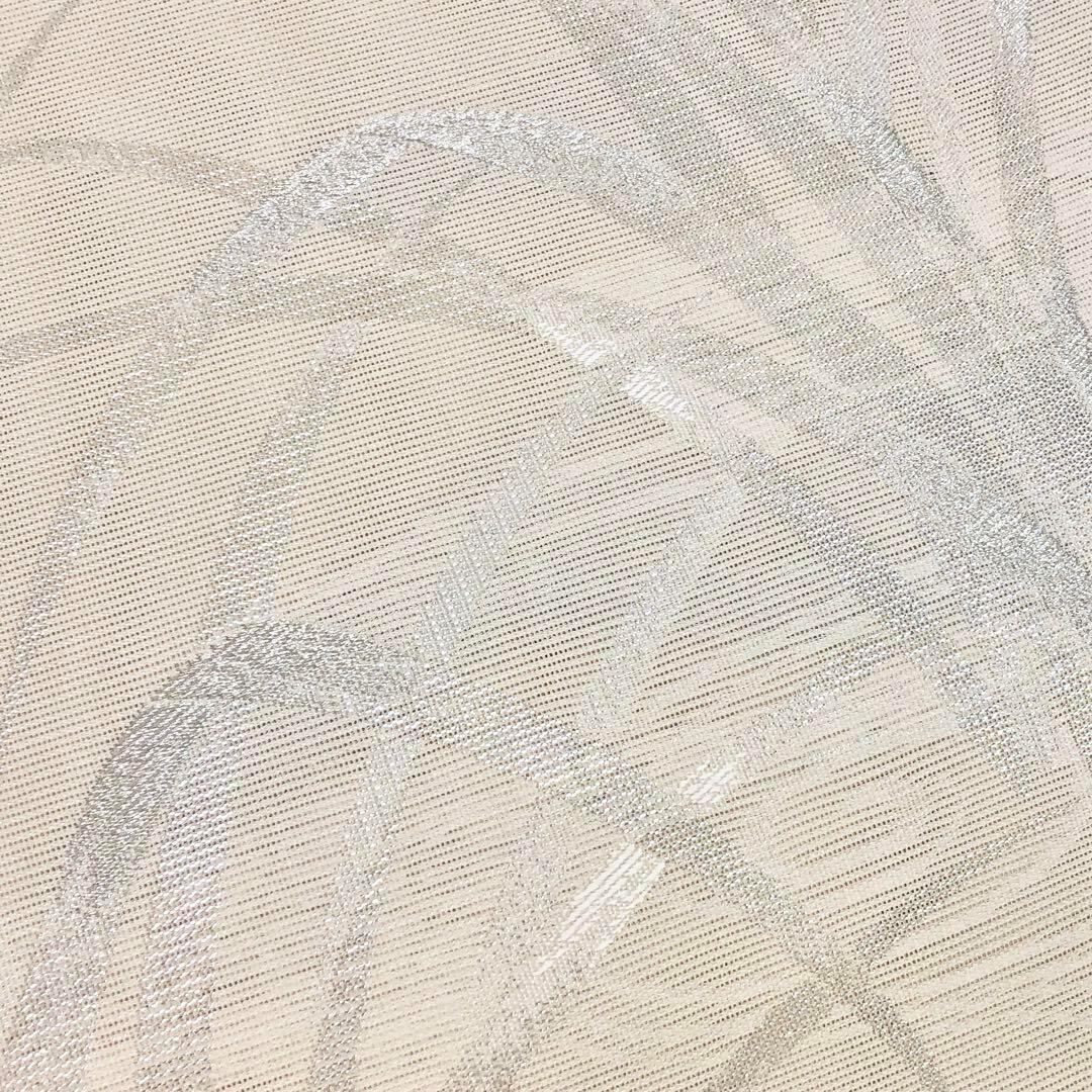 夏帯 袋帯 紗 葉菖蒲に流水 銀糸 乳白色 O-3632 | リユース着物わびさび 