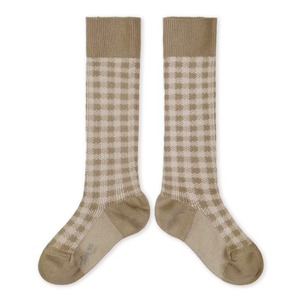 Collegien - Claude Gingham Knee-high Socks / Petite Taupe