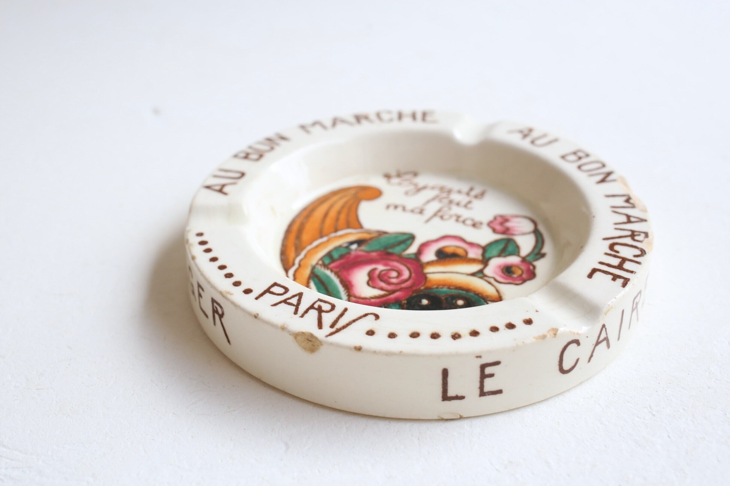 フランス アンティーク 『AU BON MARCHE』LONGWY窯 陶器 灰皿 N-05531