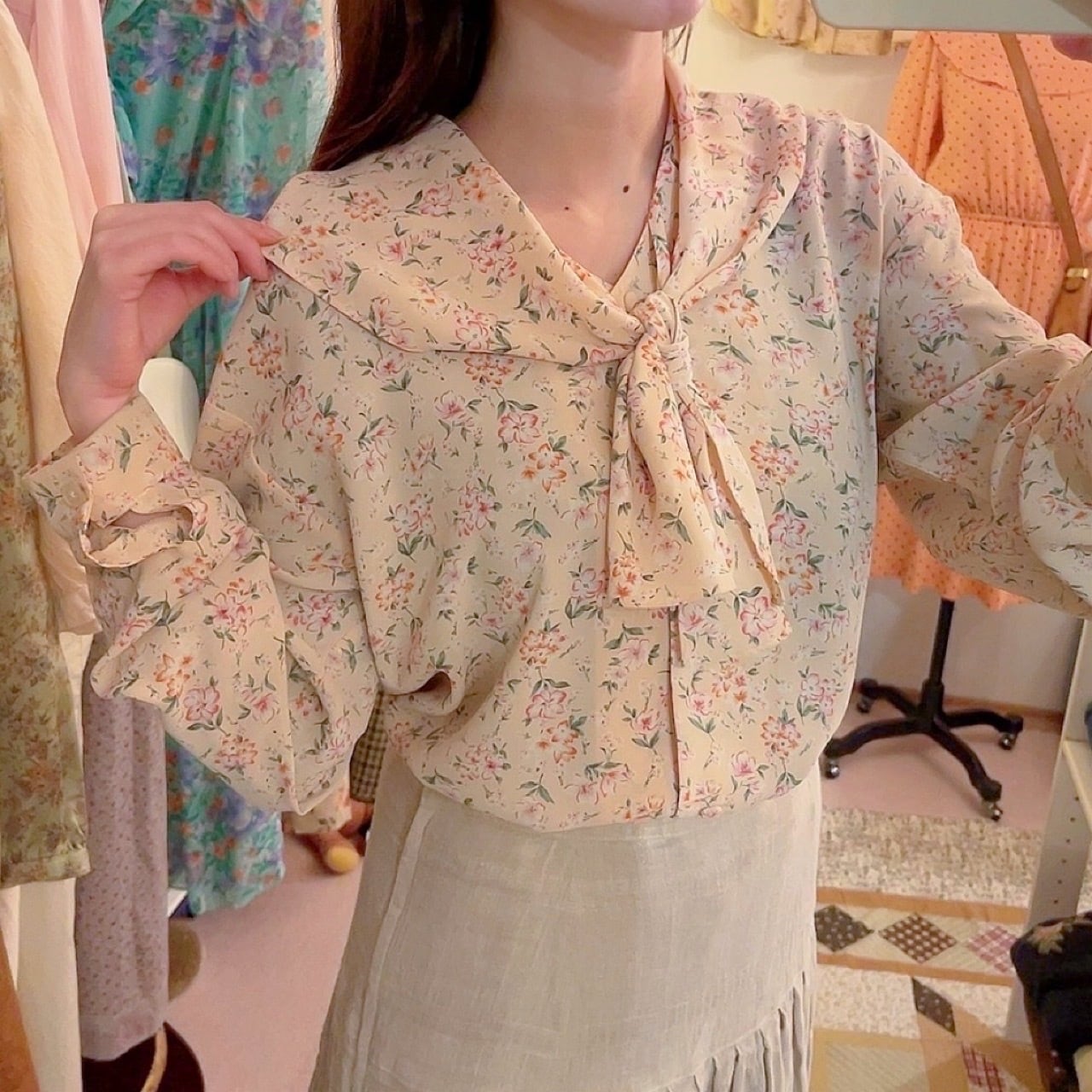 pale pink sailor collar blouse
