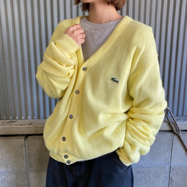 ビンテージ LACOSTE ラコステ レモンイエロー アクリルニット 