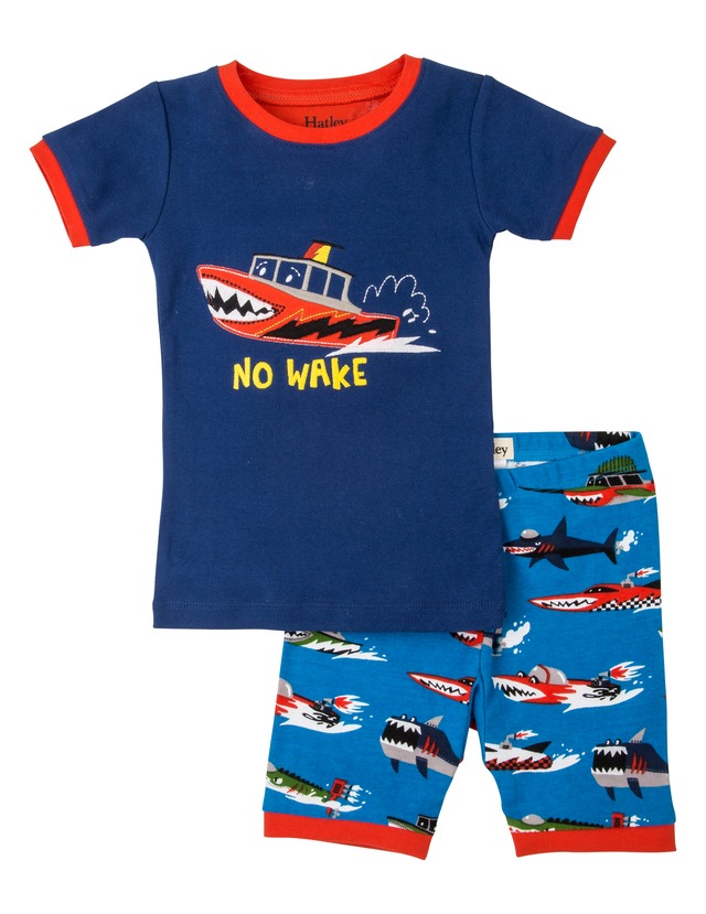 SALE　Hatley モンスターボート　Boy's半袖パジャマ（OrganicCotton100%) PJ Set