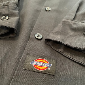 【Dickies】ワークシャツ 無地 長袖シャツ ディッキーズ 黒 US古着