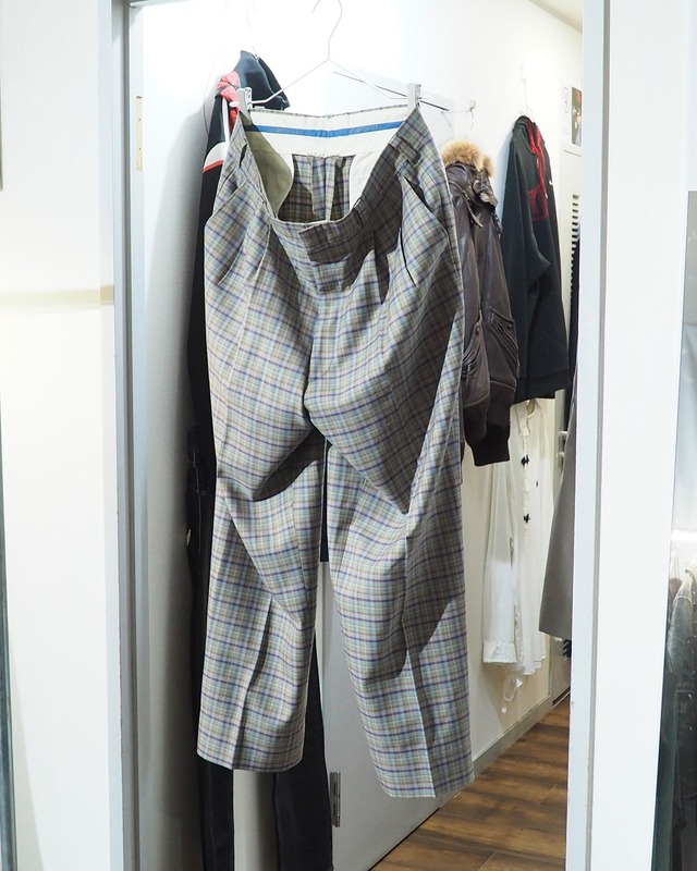 1990s Beautiful Lavender check pattern vintage Wide two tuck slacks pants