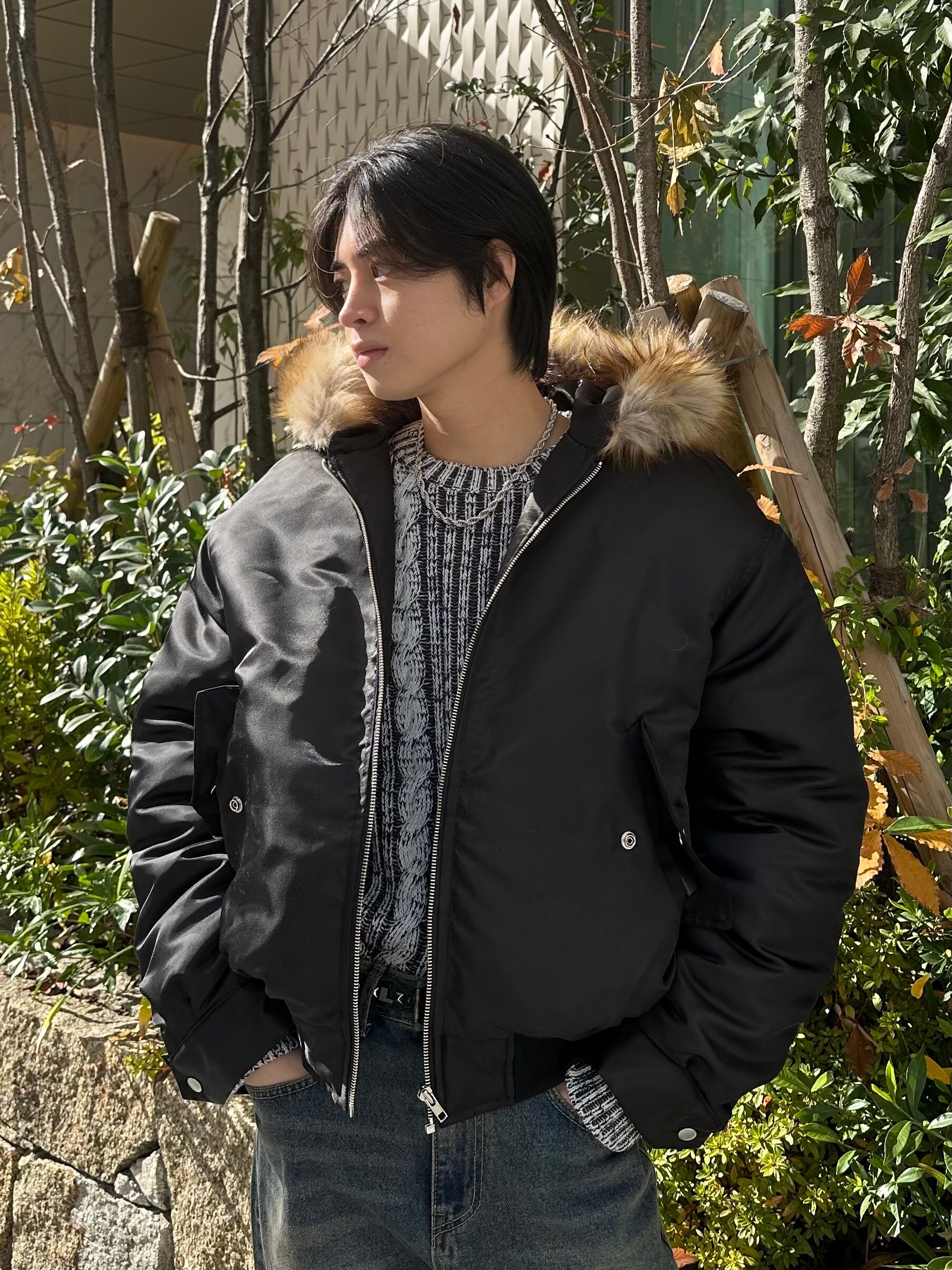 ALUDE SELECT】short fur flight jacket | 【ALUDE】韓国メンズ