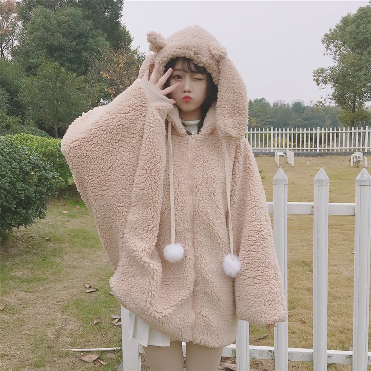 LIZLISA うさみみ コート フェザー ニットパーカー うさみみクロップド