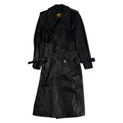 70s 80s 本革 Mr.Van BY VAN JACKET ミスターヴァン 牛革 カウスキン ベルテッド レザー トレンチコート M /ブラック系 メンズ ヴィンテージ