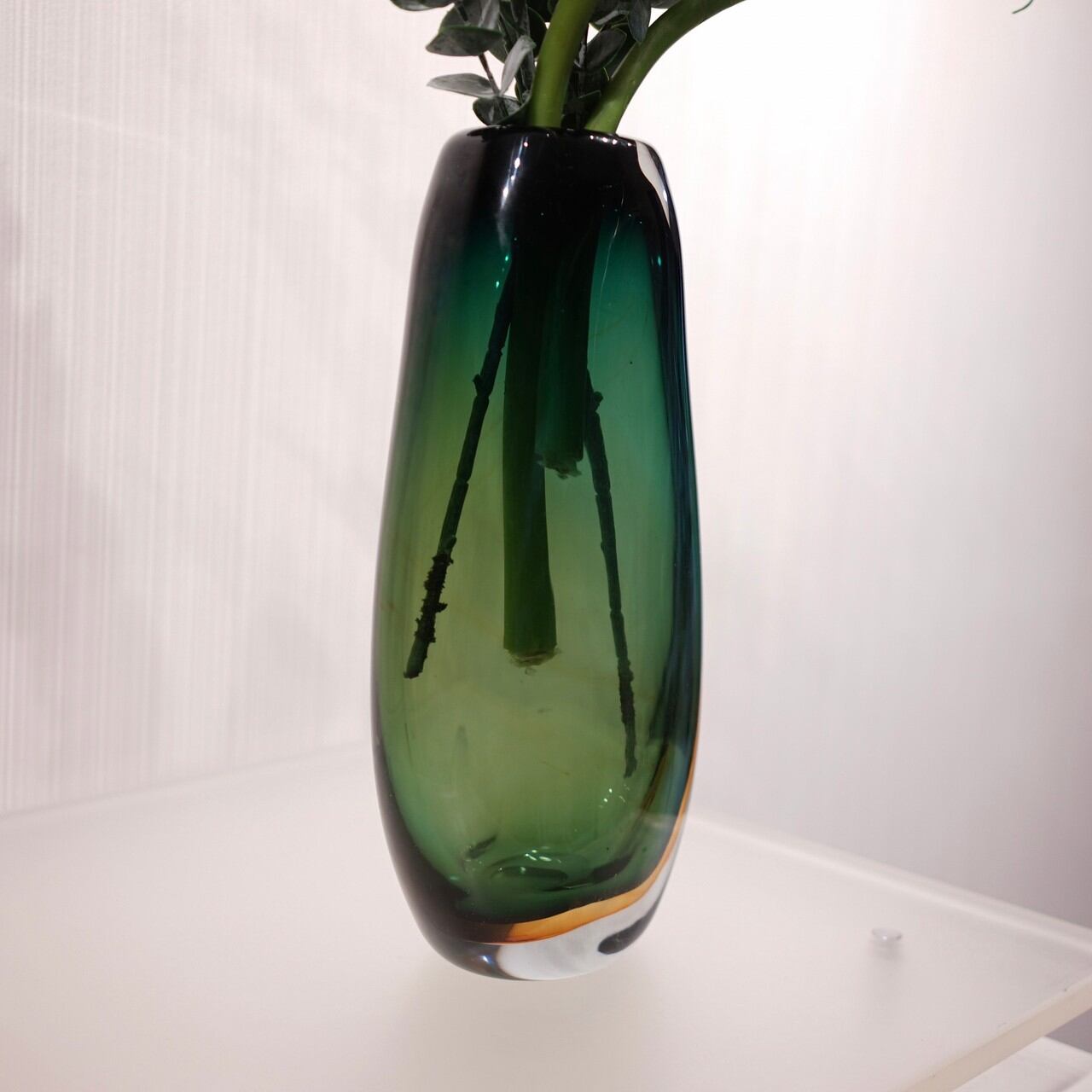 フラワーベース 新品 ガラス 造花付き 花瓶 オブジェ no.1