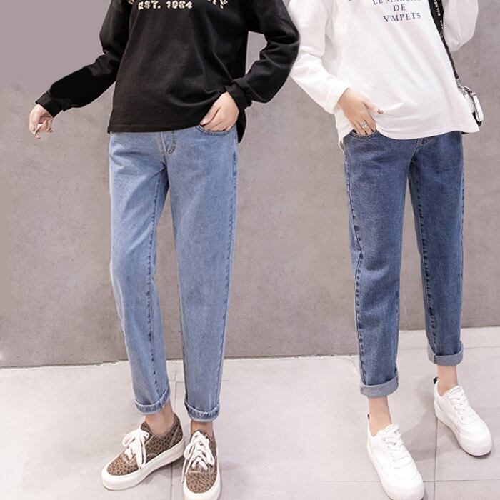 【新作】【送料無料】 ストレートジーンズ妊娠中腹部パンツマタニティ服妊婦ボーイフレンドパンツウエストパンツルーズジーンズ expec569001859772