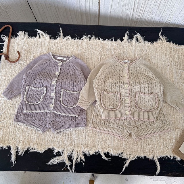 【予約商品】[73-110cm] aran knitting cardigan setup 2col