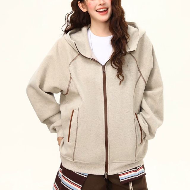 contrast-line zip hoodie　コントラストラインジップフーディー　J2176