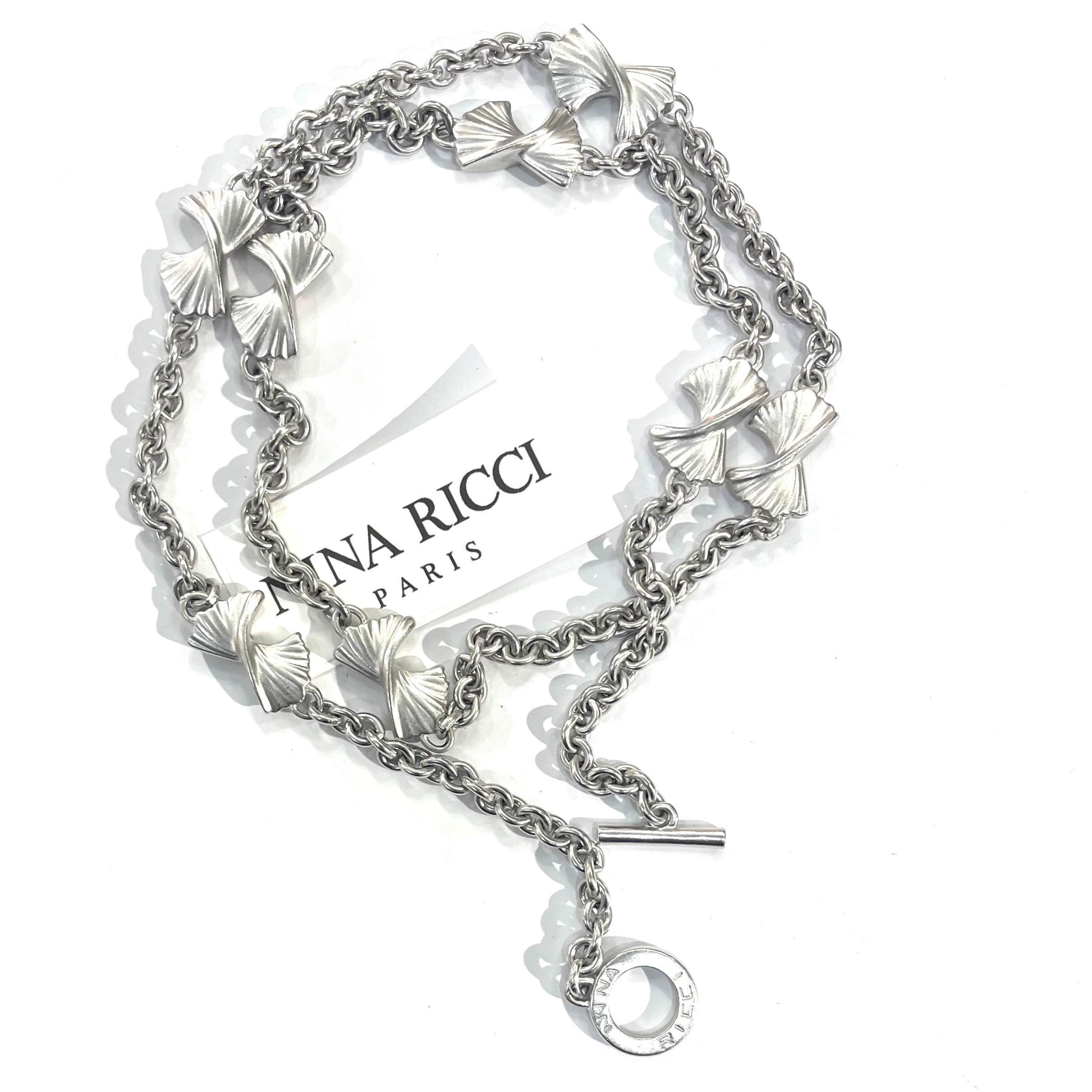 フランスヴィンテージ【新品タグ付】GANCE Paris★金属の茎　ネックレス NINA RICCI】 2538 フランスの老舗 トグルチェーンロングネックレス