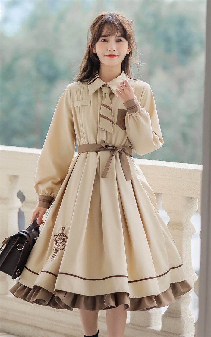 ワンピース レトロ S-XL 4色 長袖 ロング丈 かわいい 7857 ワンピース レトロワンピース レディース S-XL 4色 長袖 ロング