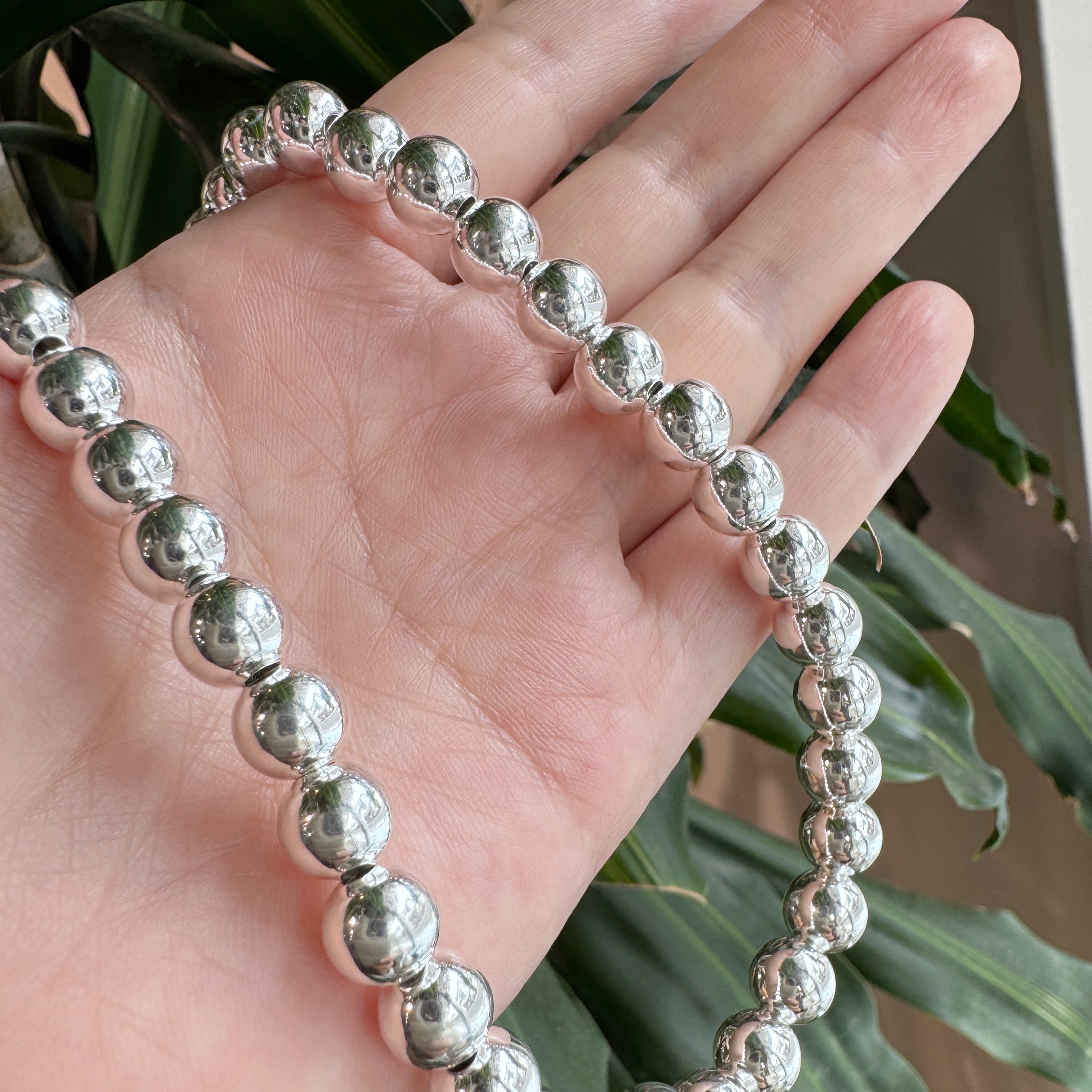 予約販売】ナバホパール ネックレス 丸玉 8mm 40cm シャイニー《Indian