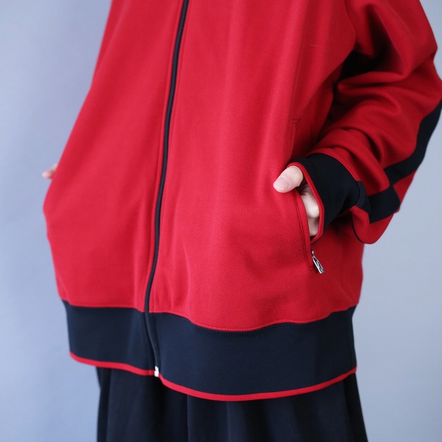 "NIKE" bi-color good switching and piping loose track jacket