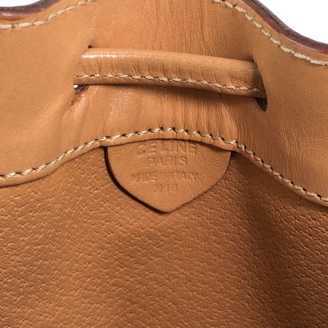 CELINE セリーヌ マカダム ショルダーバッグ ブラウン ブラゾン型押し PVC レザー 巾着 vintage ヴィンテージ オールド 3mevbd
