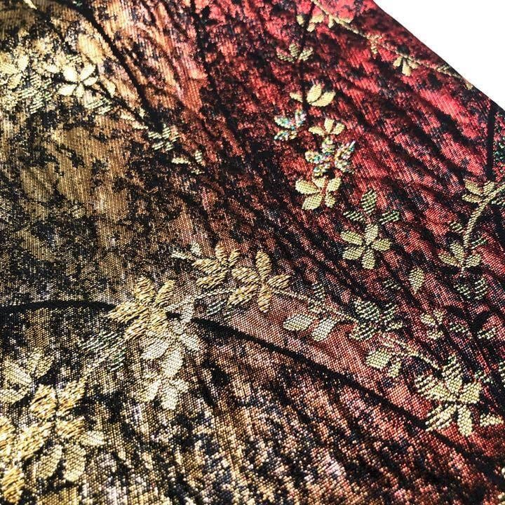 袋帯 膨れ織 枝垂れ桜 金糸 鮮やかなグラデーション O-1822 | リユース着物わびさび