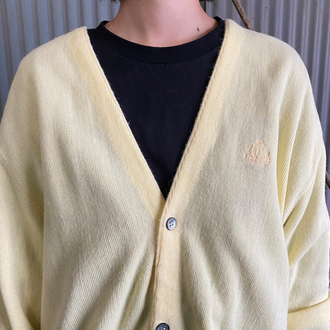 USA製 90年代 IZOD エンブレム 刺? アクリル ニット カーディガン 
