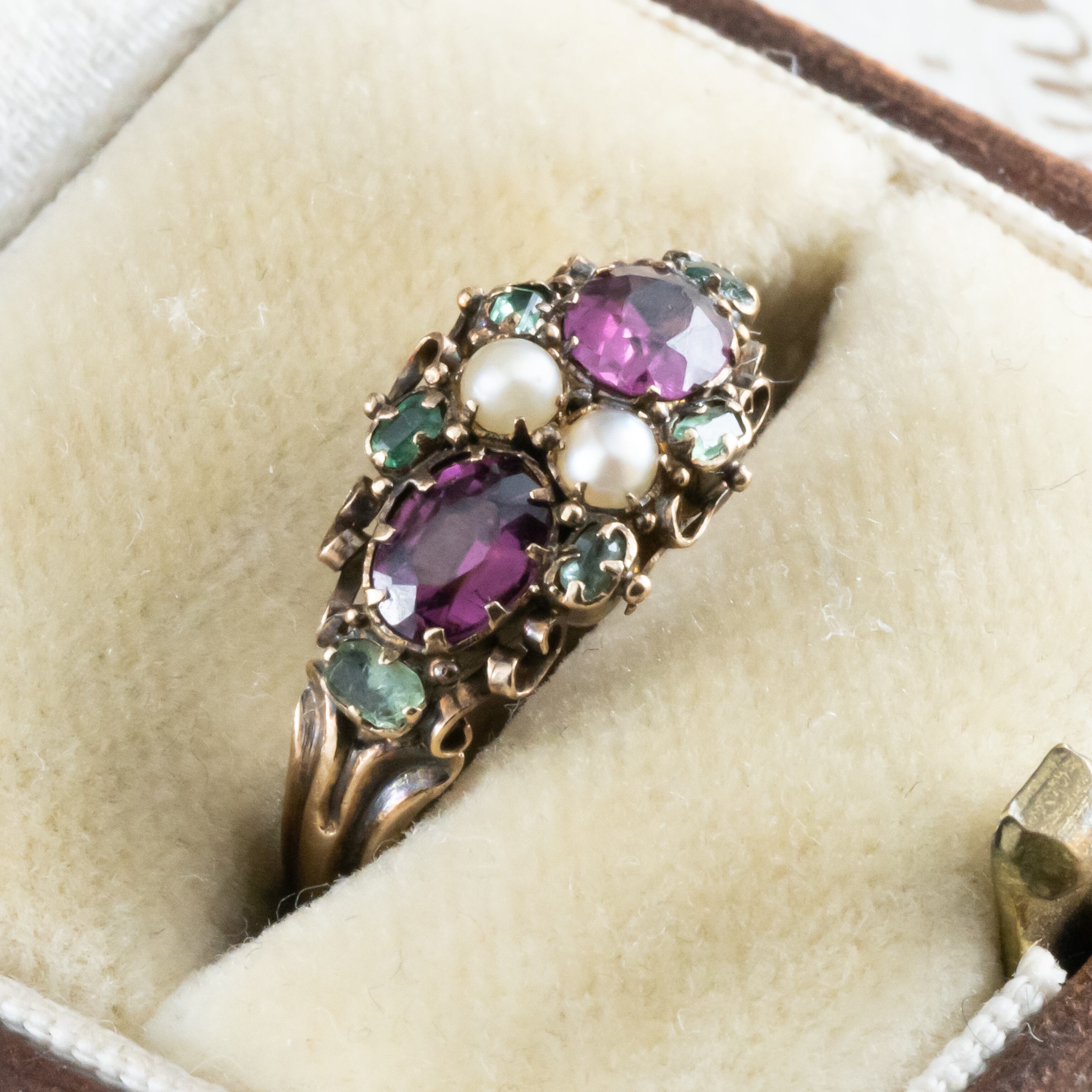 アンティーク ロードライトガーネット 天然真 珠ペースト　リング アンティーク ロードライトガーネット 天然真 珠ペーストリング