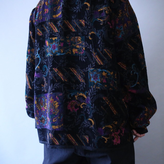 "reversible" beautiful pattern box silhouette chenille weave jacket