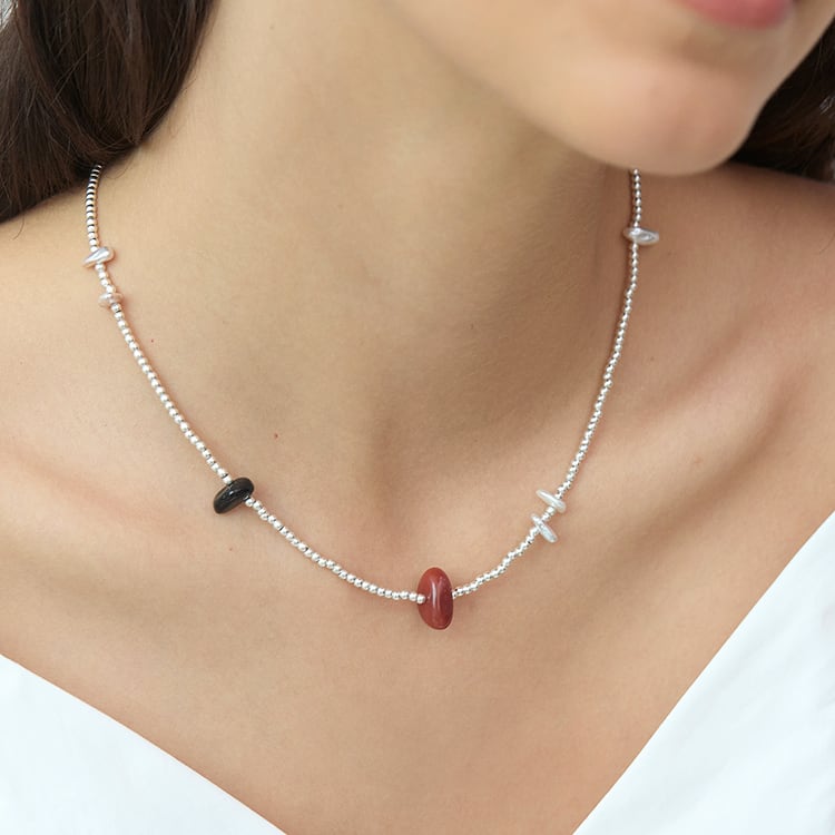 ストーン&パールネックレス《2色》No.5271