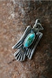 Coin Silver Turquoise Thunderbird Pendant (c. 1930s–19440s, Navajo)