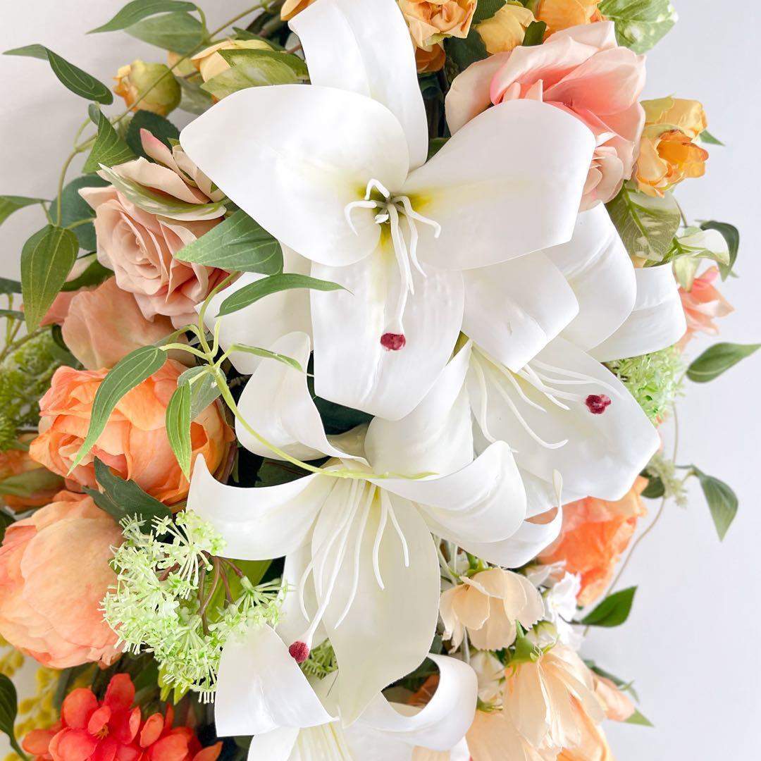 光触媒フラワー「ノーブル・カサブランカ」特大80cm 薔薇とミモザの