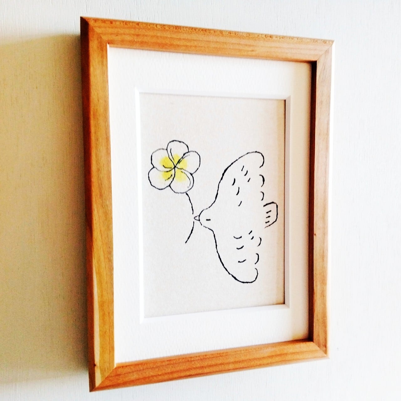 プルメリア 原画 ※木製額縁入り(2Lサイズ）花の絵・イラスト
