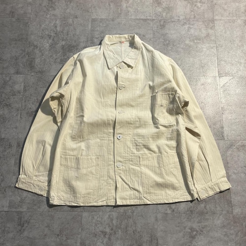 50s Au MOLINEL 刺繍タグ コットンツイル Vポケット フレンチワークジャケット