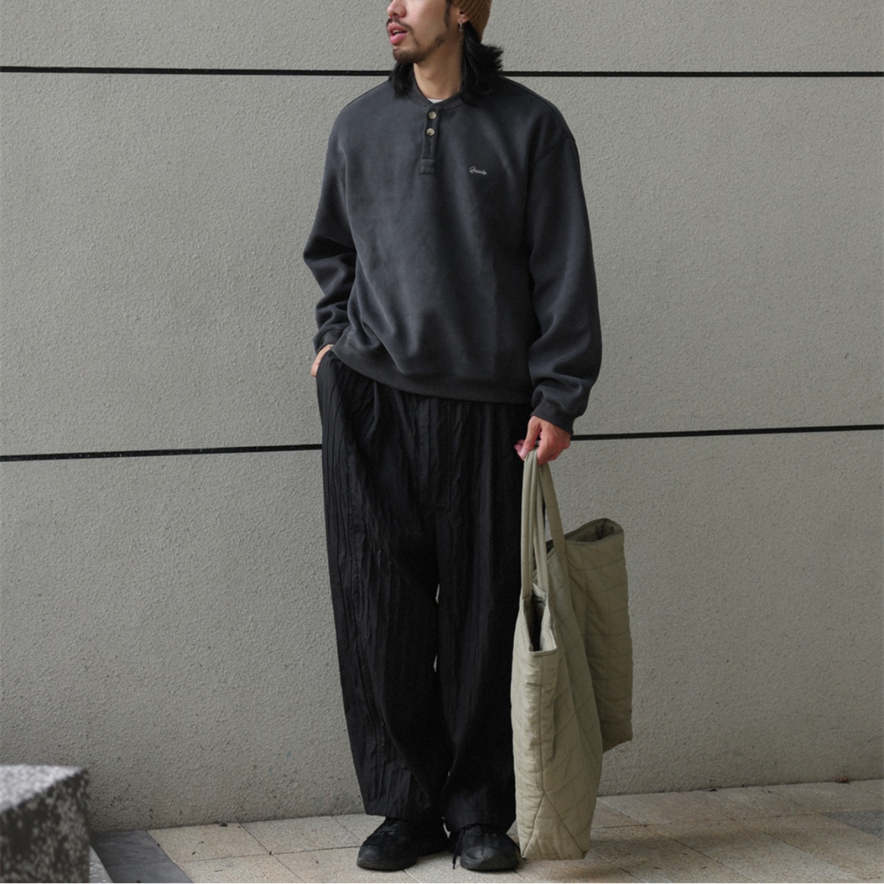 Henry neck button down sweatshirt 0200 - 14