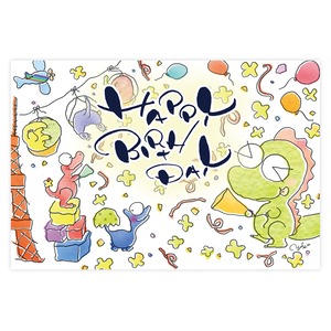 ポストカード　誕生日カード『 恐竜たちの にぎやかな誕生日パーティ 』 〜 yoko 〜［Y5-5］