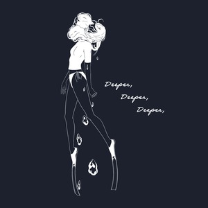 Deeper,Deeper,Deeper,-Tシャツ・レディース(ネイビー)