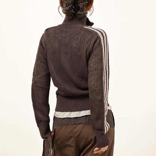 mesh knit double-zip cardigan　メッシュニットダブルジップカーディガン　J2162