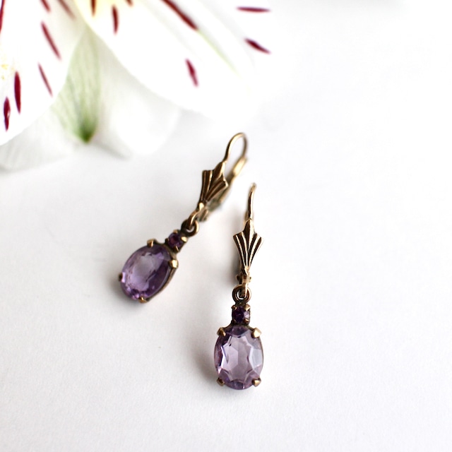 LULU Jewellery*Gold and Amethyst*pierced earrings